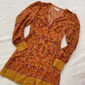 UO Michelle Plunging Long Sleeve Mini Dress